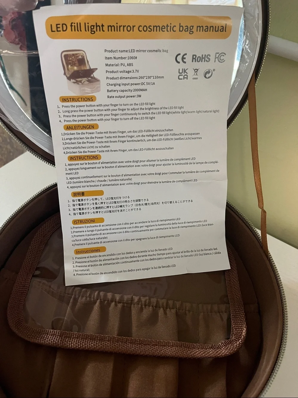 Rio Cognac Round Makeup Case with Handle